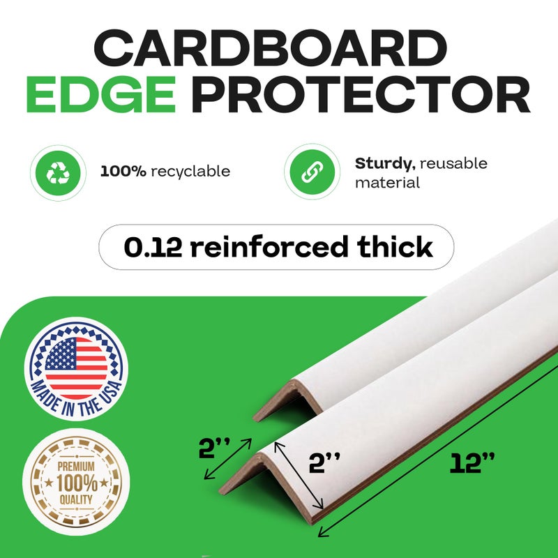 IDL Packaging Cardboard Edge Protector 2" x 2" x 12", Pack of 50 â€“ White Kraft Cardboard Corner Protectors for Shipping â€“ V-Board Reinforced Pallet Edge Protector â€“ Eliminates Shifting of Packaging - Image 2